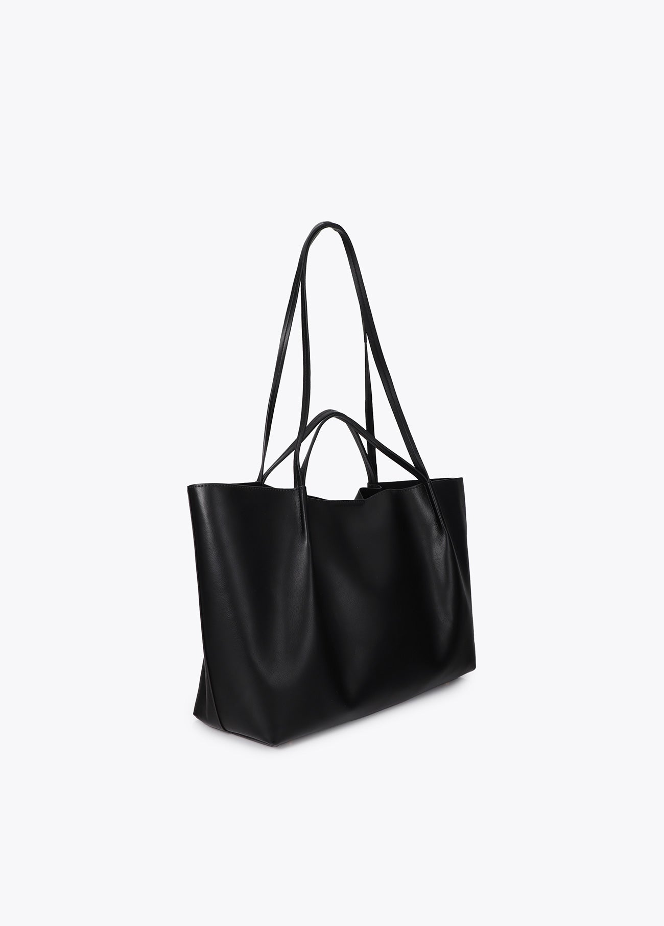 lf2604070-Leather-effect shopper with double handle-Black