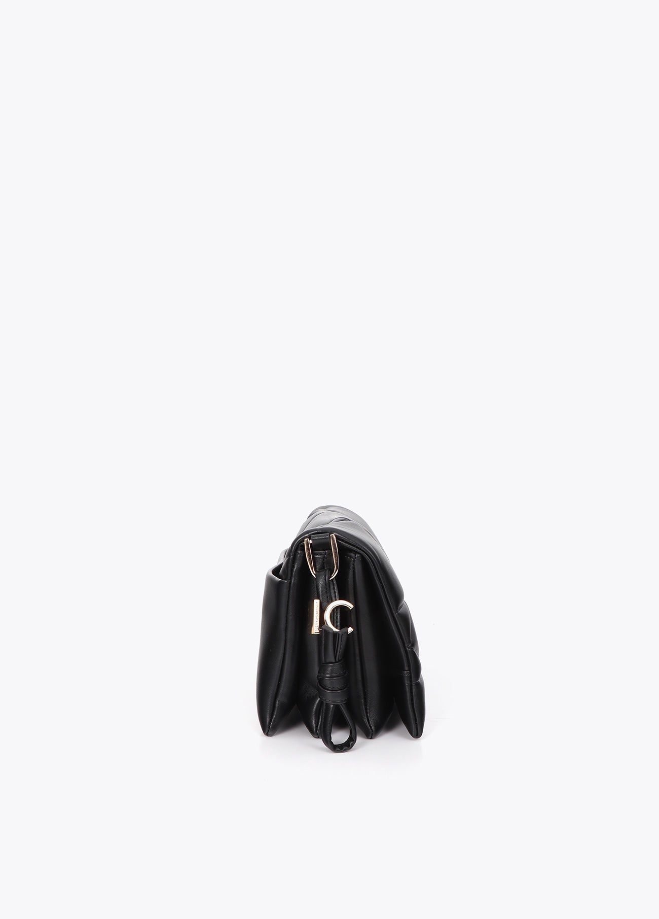 lf2604086-Padded shoulder bag with knot detail with LC-Black