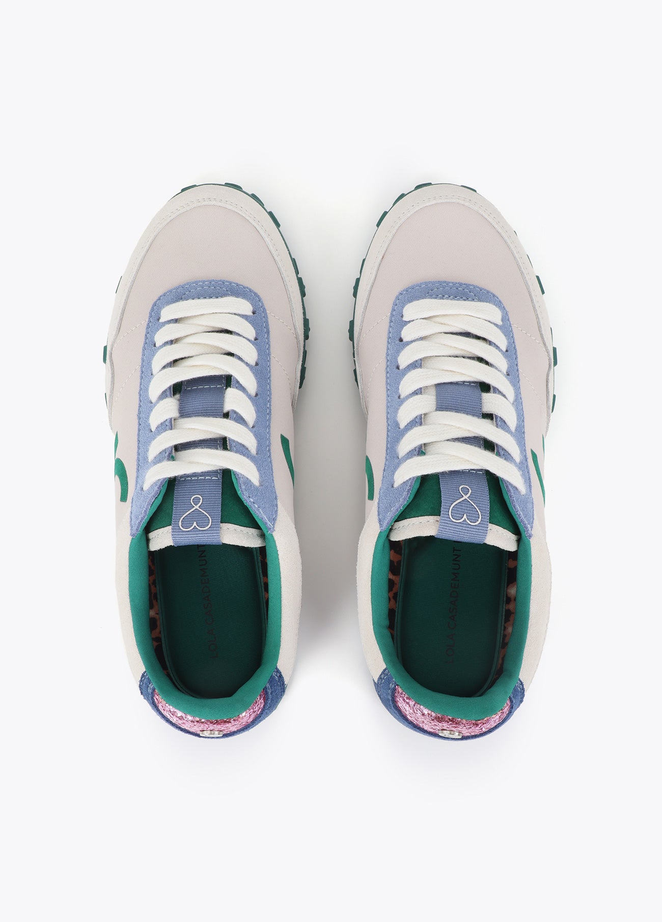 lf2605005-Sporty combination in different materials and leather-Ecru-Blue
