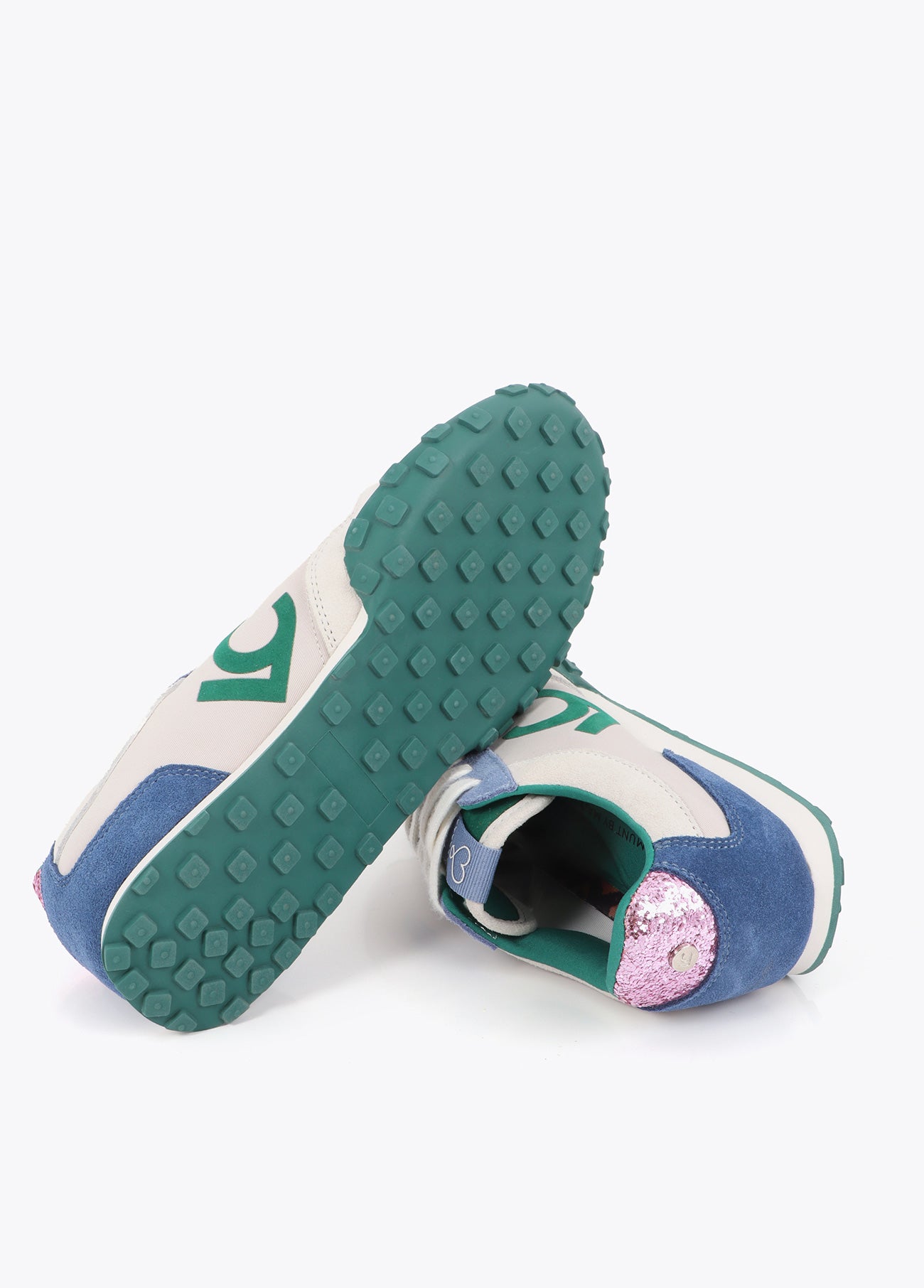 lf2605005-Sporty combination in different materials and leather-Ecru-Blue