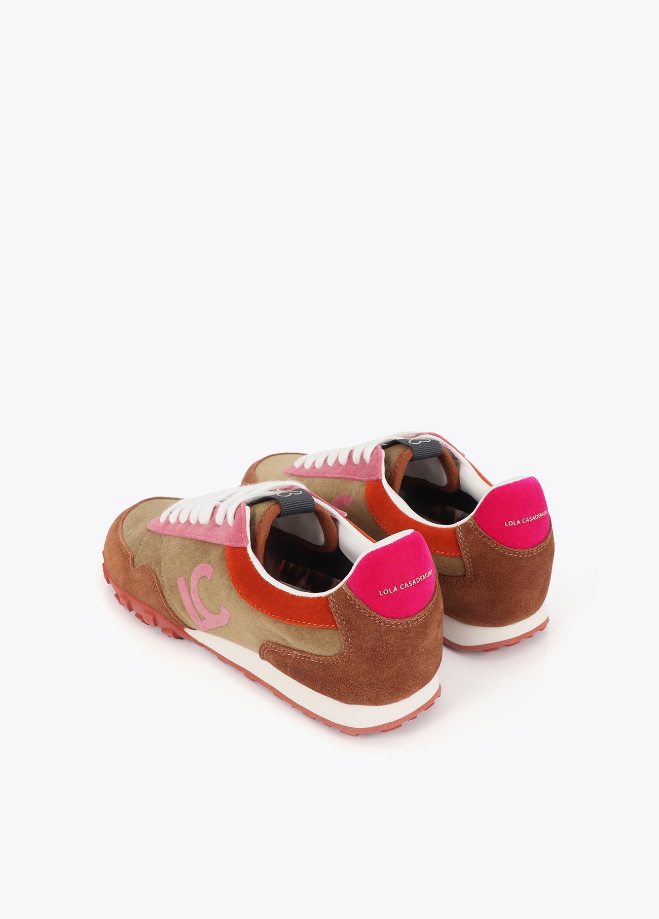 lf2605009-Sporty combination in different materials and leather-Brown-Pink
