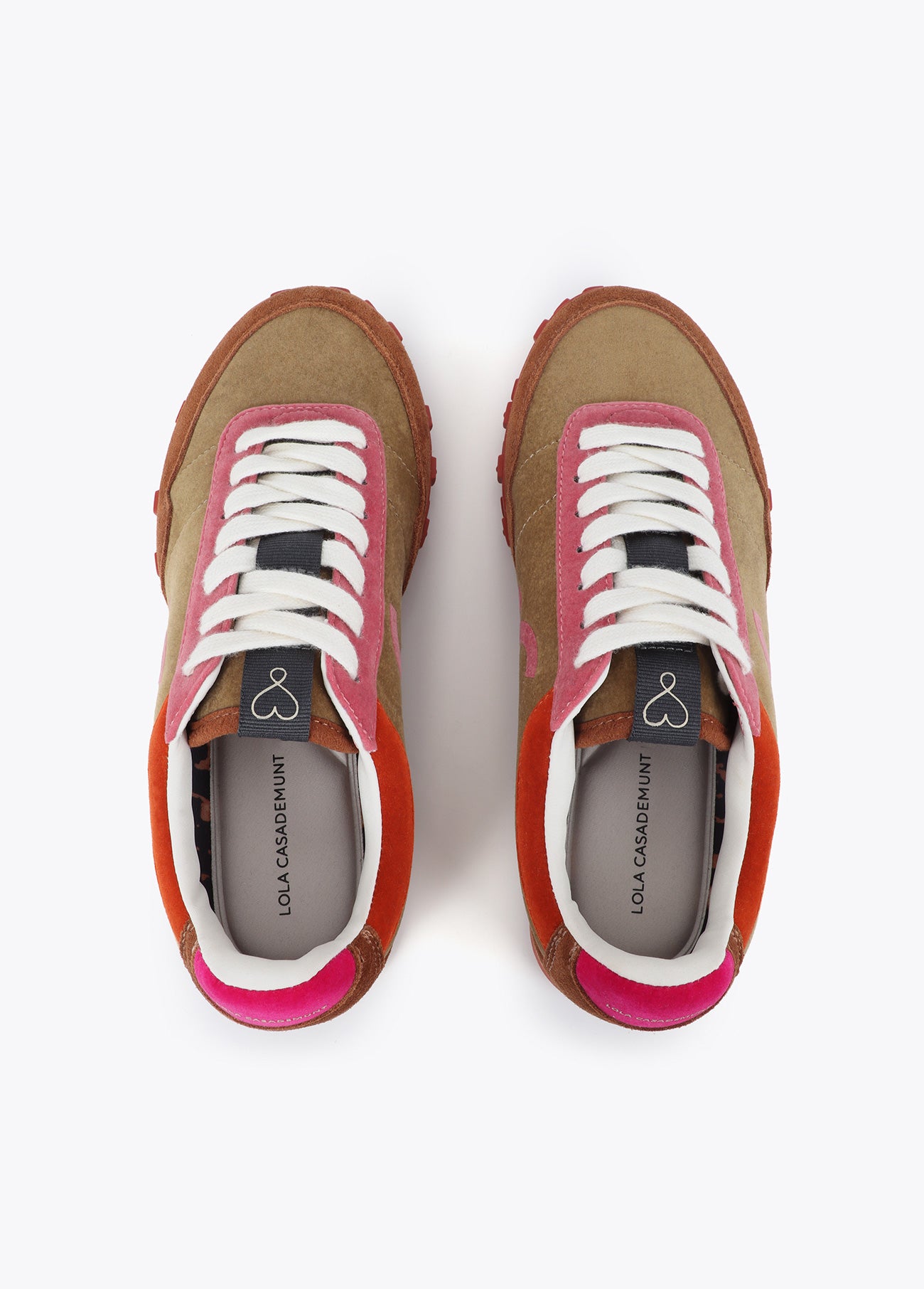 lf2605009-Sporty combination in different materials and leather-Brown-Pink
