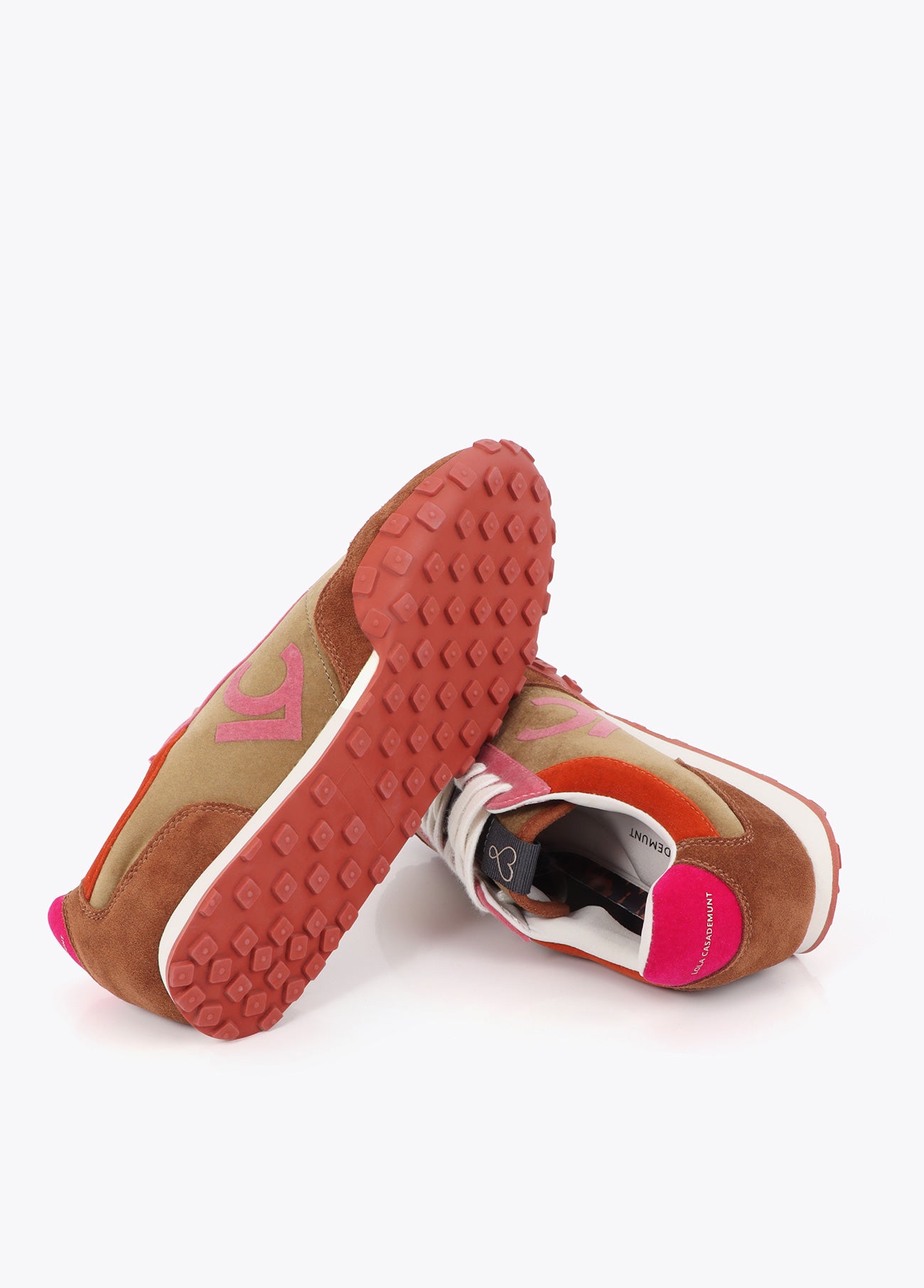 lf2605009-Sporty combination in different materials and leather-Brown-Pink