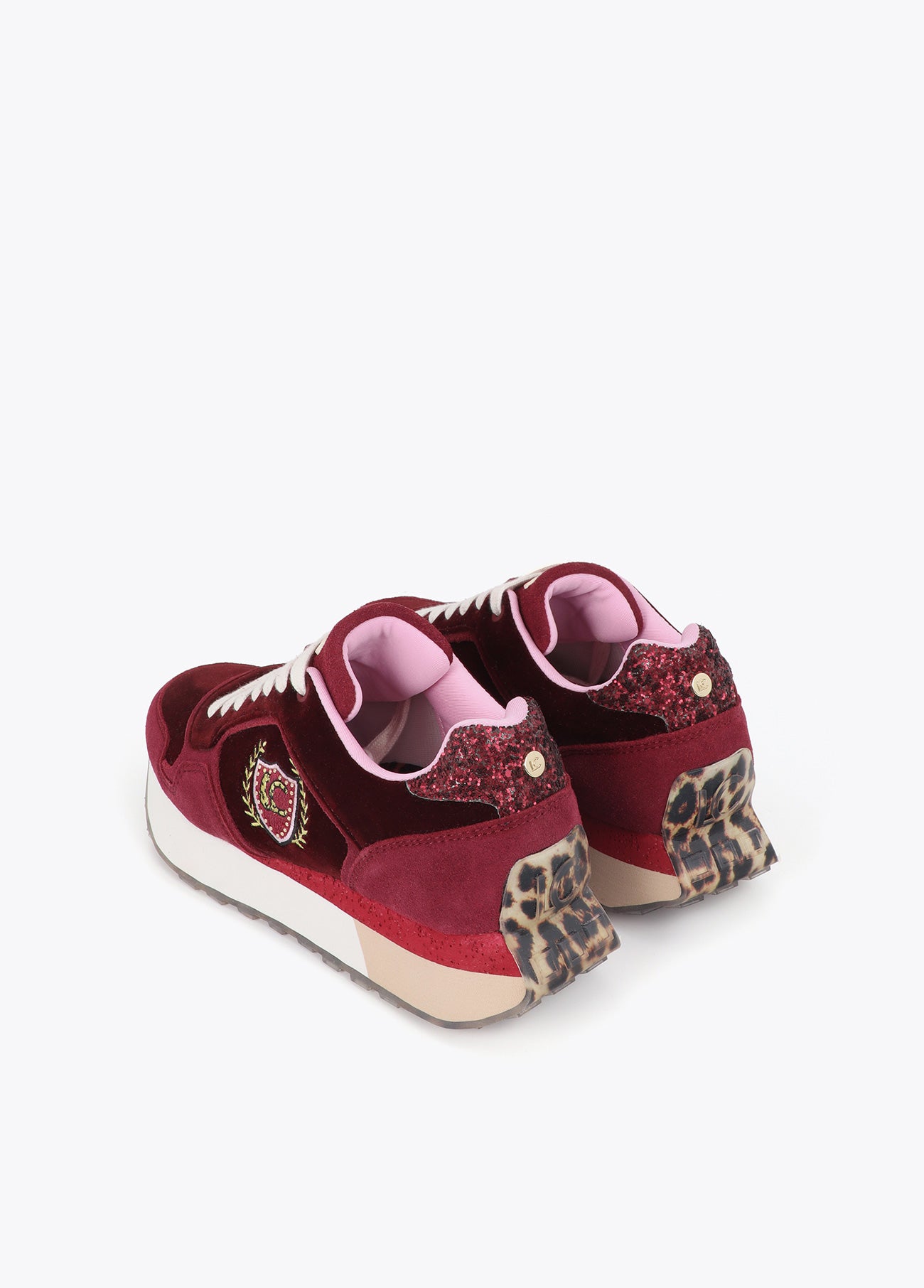 lf2605013-Sneaker with custom platform in combination of materials and leather-Black-Red