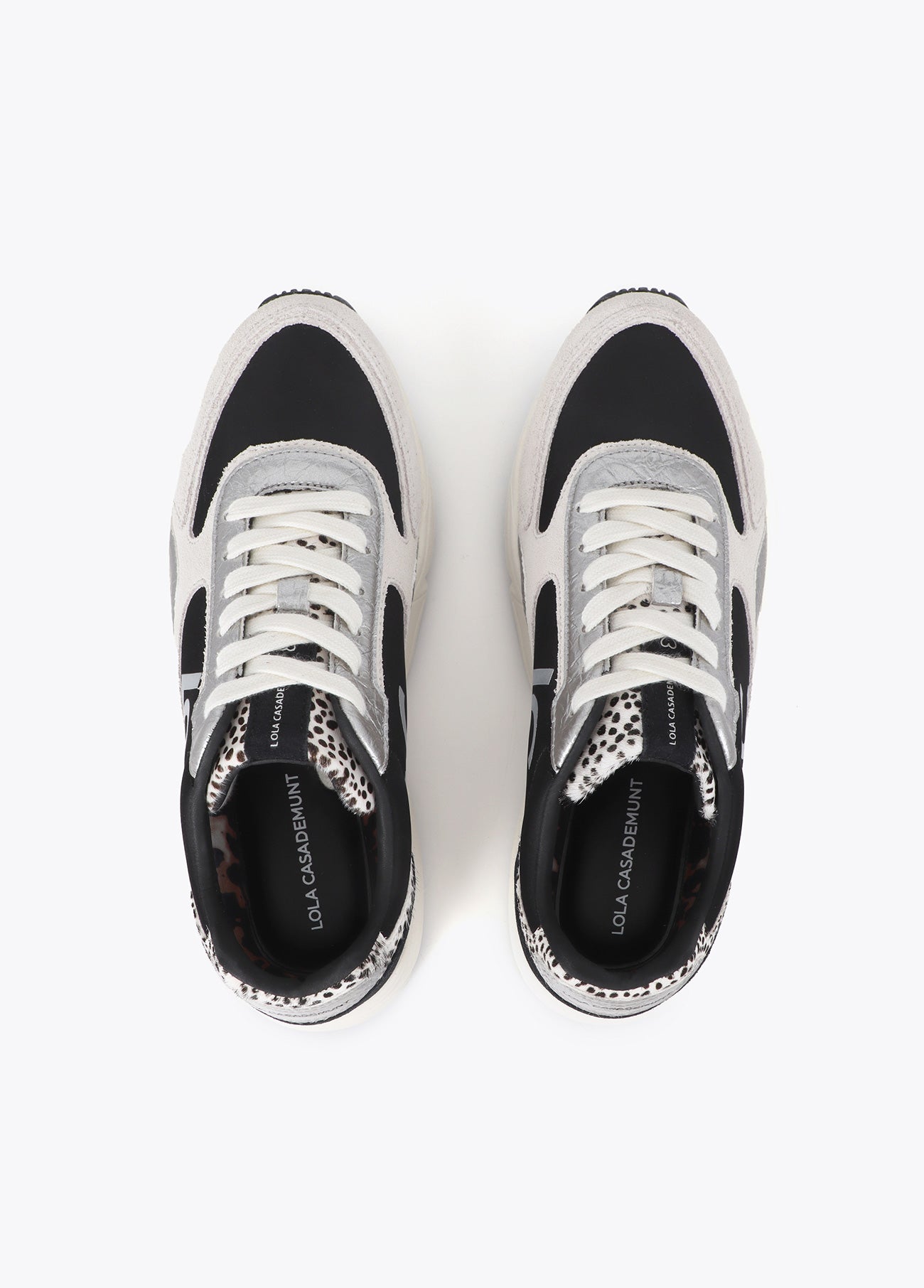 lf2605018-Sneaker with a combined running sole in different materials and leather-Black-Ecru