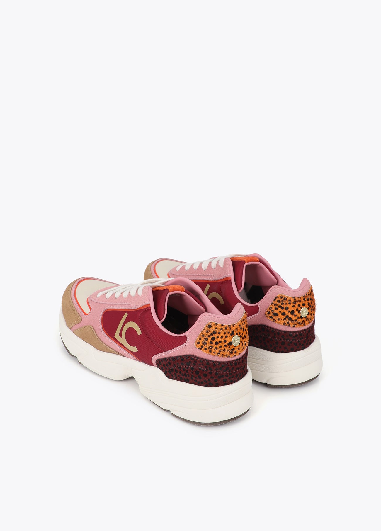 lf2605019-Sneaker with a combined running sole in different materials and leather-Pink-Orange