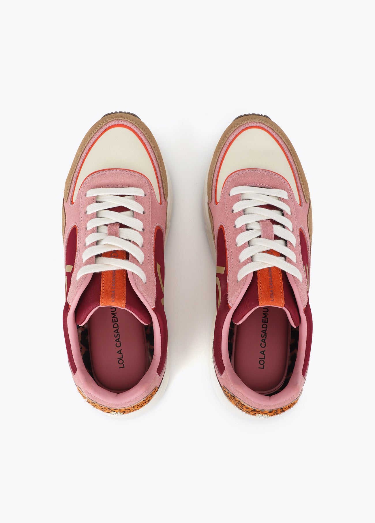 lf2605019-Sneaker with a combined running sole in different materials and leather-Pink-Orange