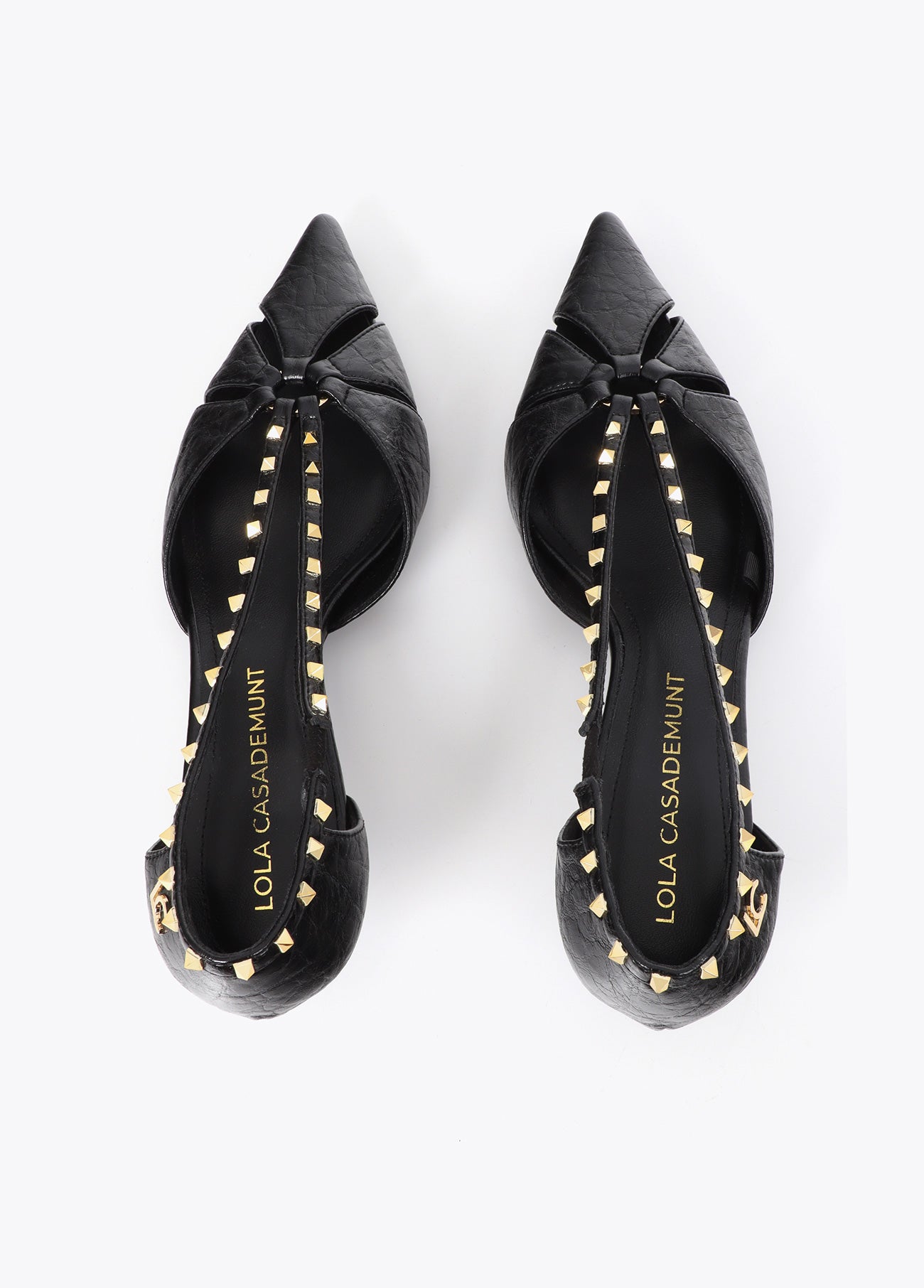 lf2605021-Semi-open stiletto with square studded trim-Black