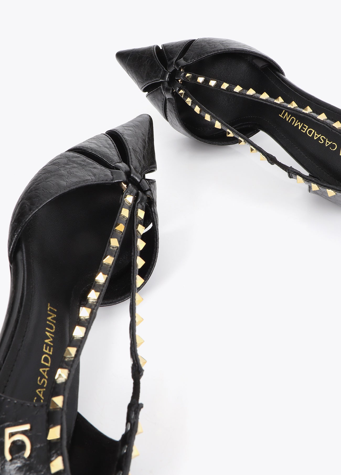 lf2605021-Semi-open stiletto with square studded trim-Black