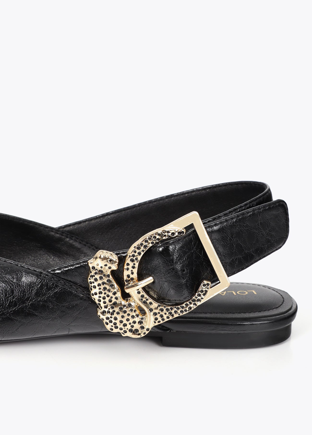 lf2605022-Leopard buckle flat shoe-Black