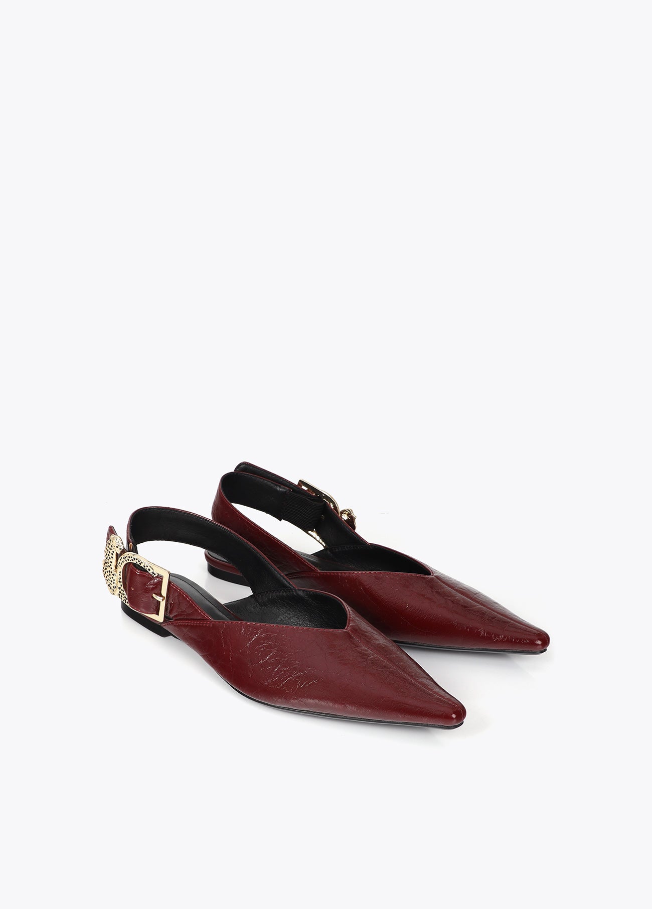 lf2605022-Leopard buckle flat shoe-Bordeaux