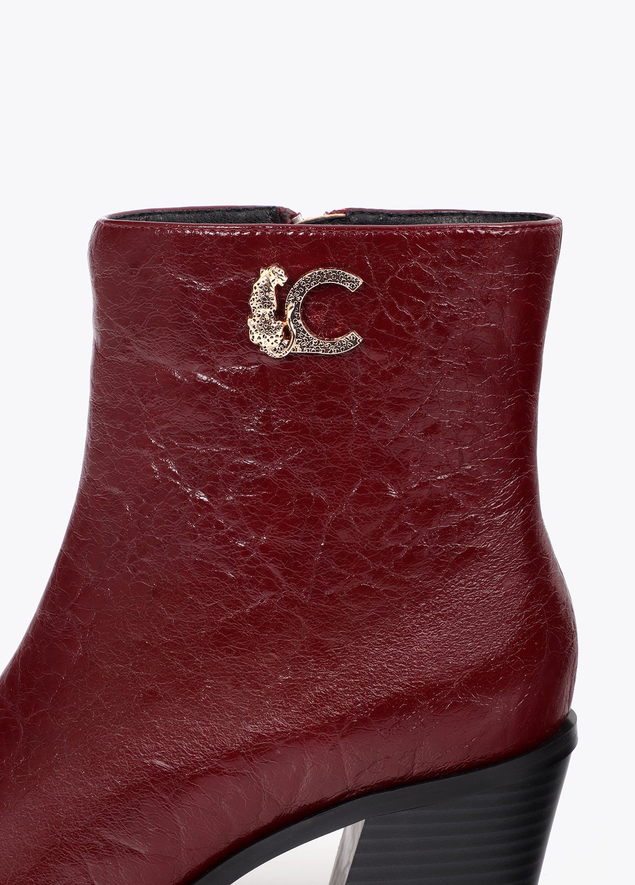 lf2605023-LC textured leopard leather effect ankle boots-Bordeaux