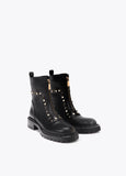 lf2605028-Flat ankle boot with pearl appliqués and LC stud detail-Black