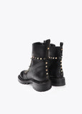 lf2605028-Flat ankle boot with pearl appliqués and LC stud detail-Black