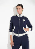 lf2611031-Sweatshirt with two-tone side stripe detail and rhinestones, front and back patch-Medium Blue
