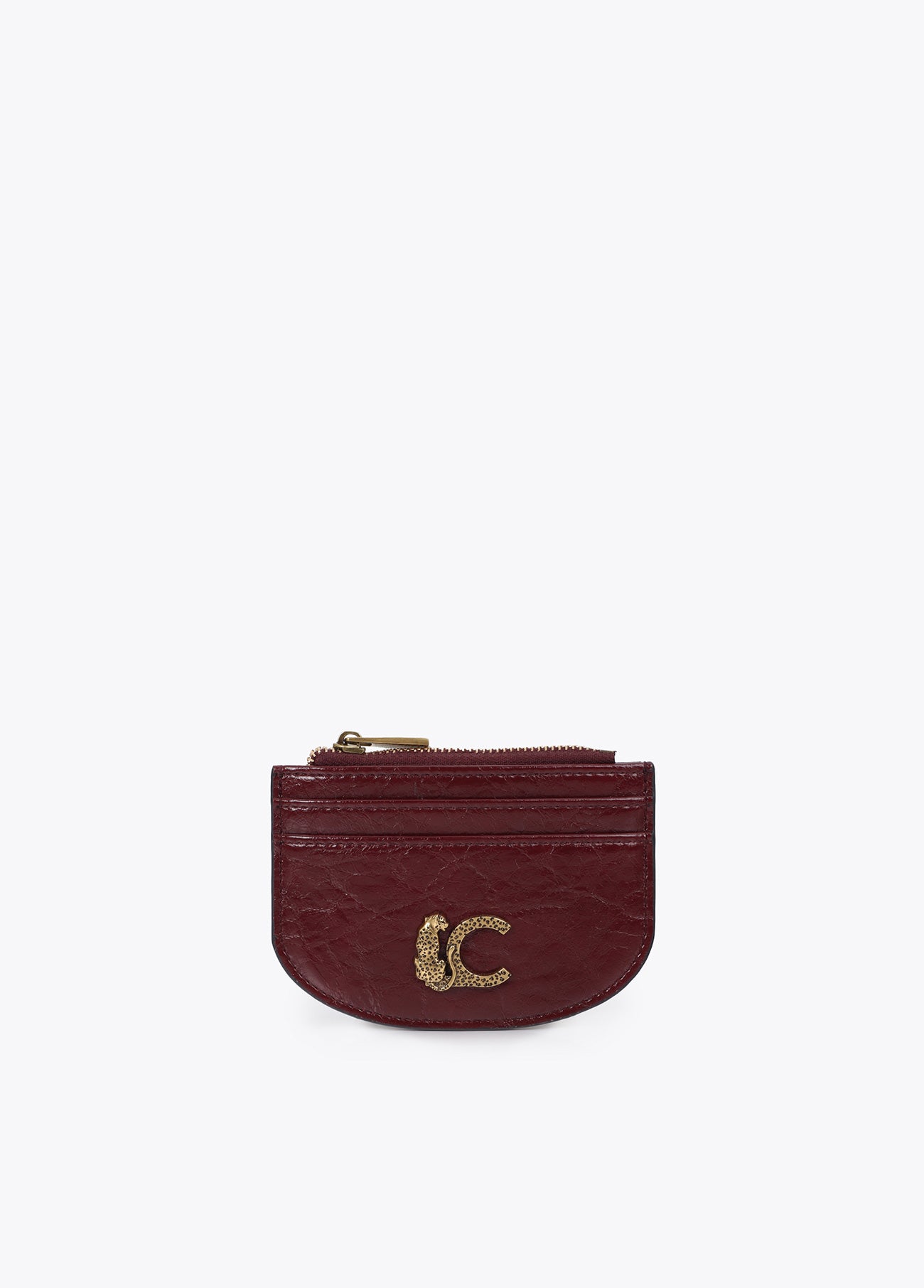 lf2612006-Crocodile effect card holder-Bordeaux