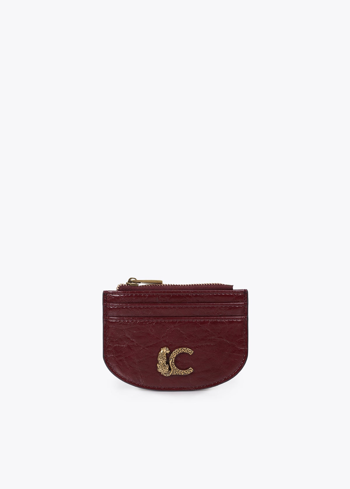 lf2612006-Crocodile effect card holder-Bordeaux
