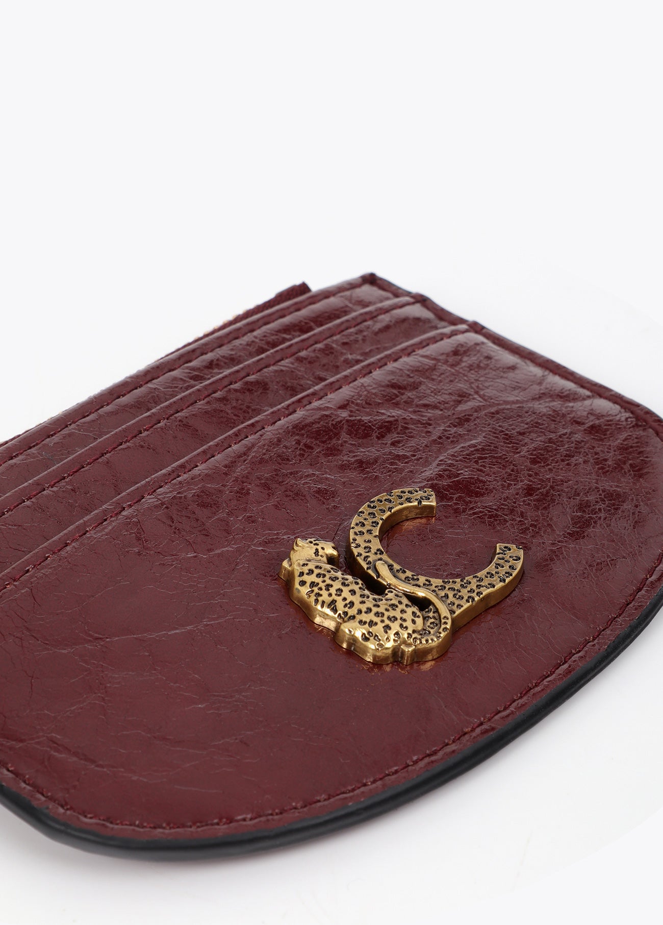 lf2612006-Crocodile effect card holder-Bordeaux