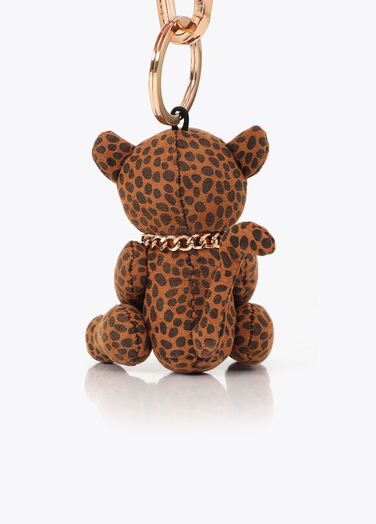 lf2613010-Woven leopard doll keychain-Black-Ecru