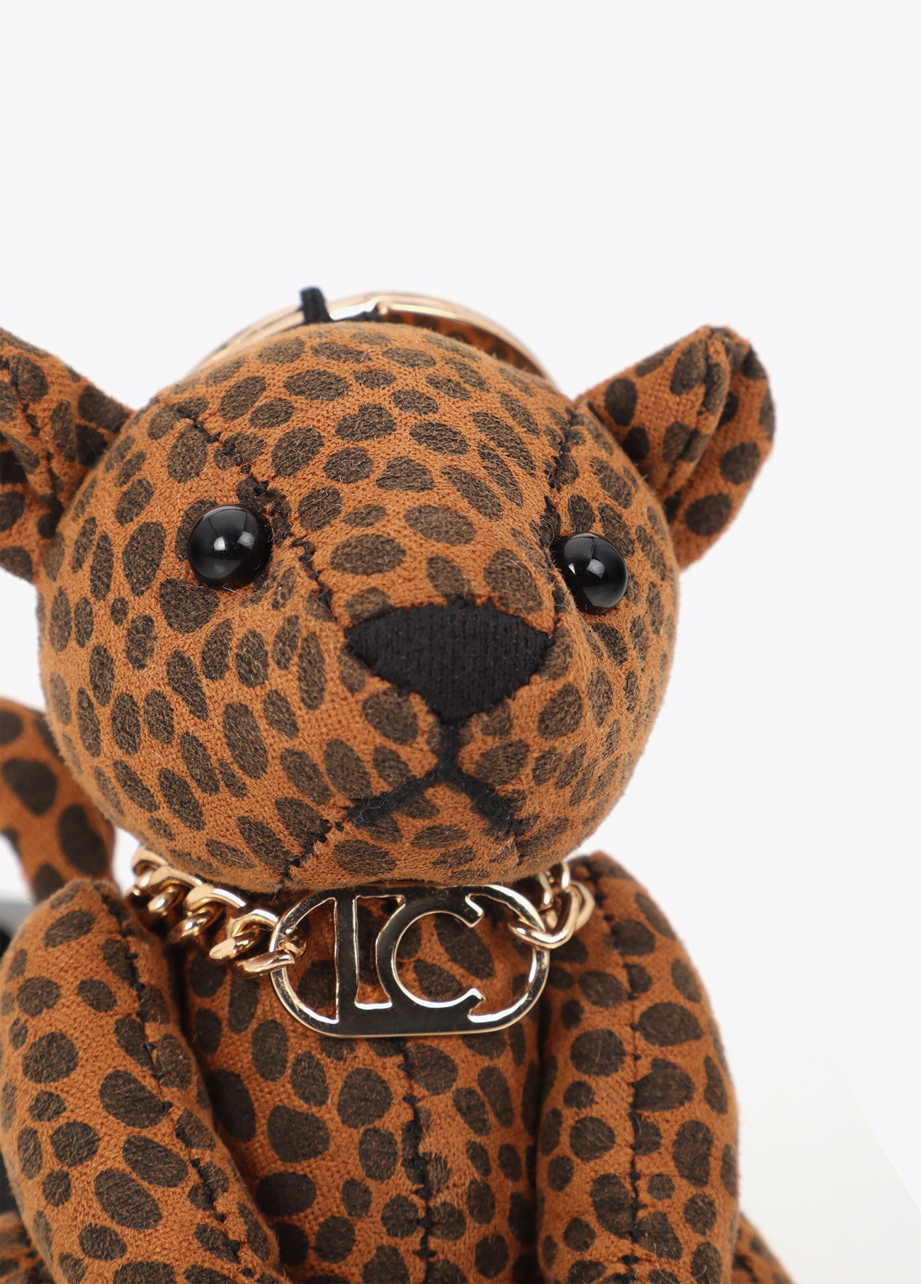lf2613010-Woven leopard doll keychain-Black-Ecru