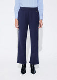 lf2614010-Jogger trousers with two-tone side band detail and blue rhinestones-Medium Blue