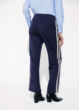 lf2614010-Jogger trousers with two-tone side band detail and blue rhinestones-Medium Blue
