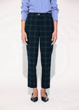 lf2614024-Barcelona plaid silhouette trousers-Blue-Green