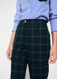 lf2614024-Barcelona plaid silhouette trousers-Blue-Green