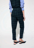 lf2614024-Barcelona plaid silhouette trousers-Blue-Green