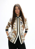lf2615007-Leo print shirt and border-Ecru-Multicolor