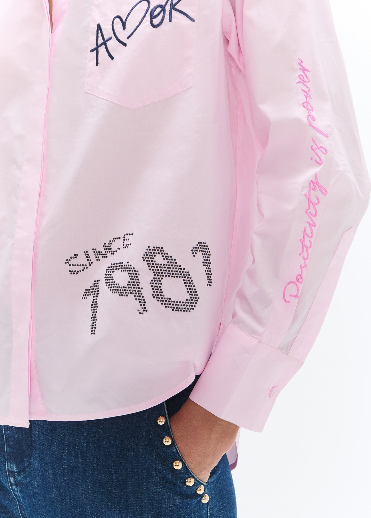 lf2615021-Poplin shirt with details and patches-Pink