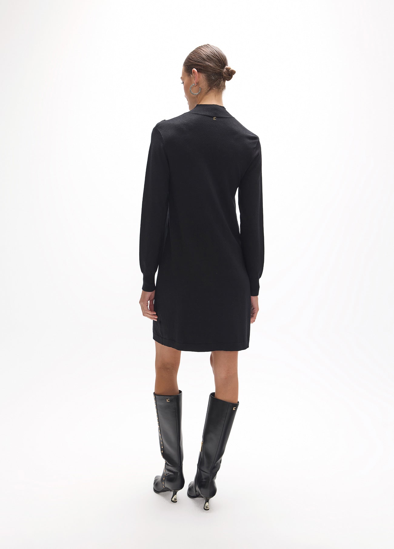 lf2616002-Sequined tricot dress-Black