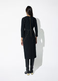 lf2616003-Long dress straight silhouette, and long sleeves. details crossed out.-Black