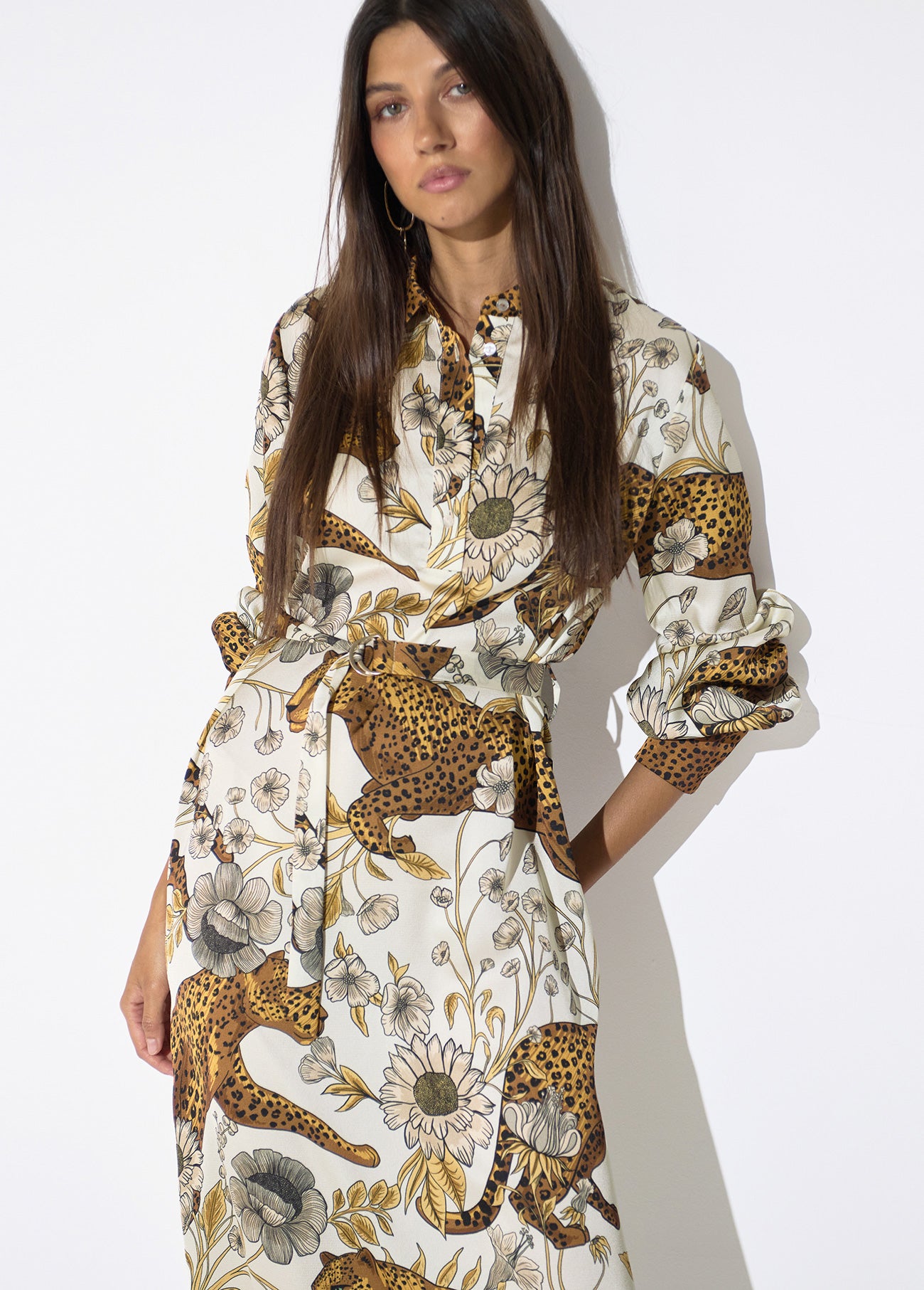lf2616004-Long printed dress-Ecru-Multicolor