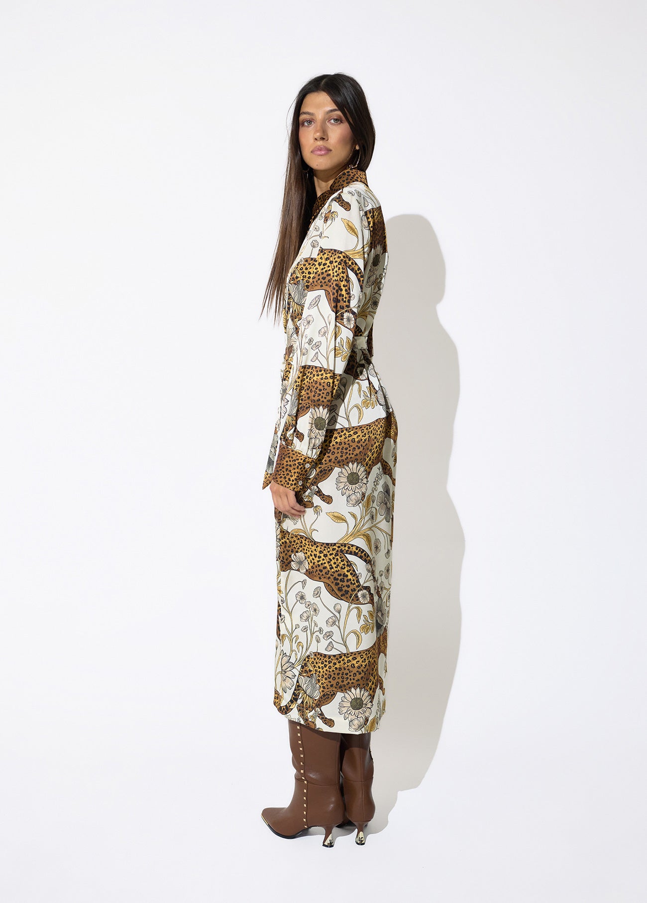 lf2616004-Long printed dress-Ecru-Multicolor