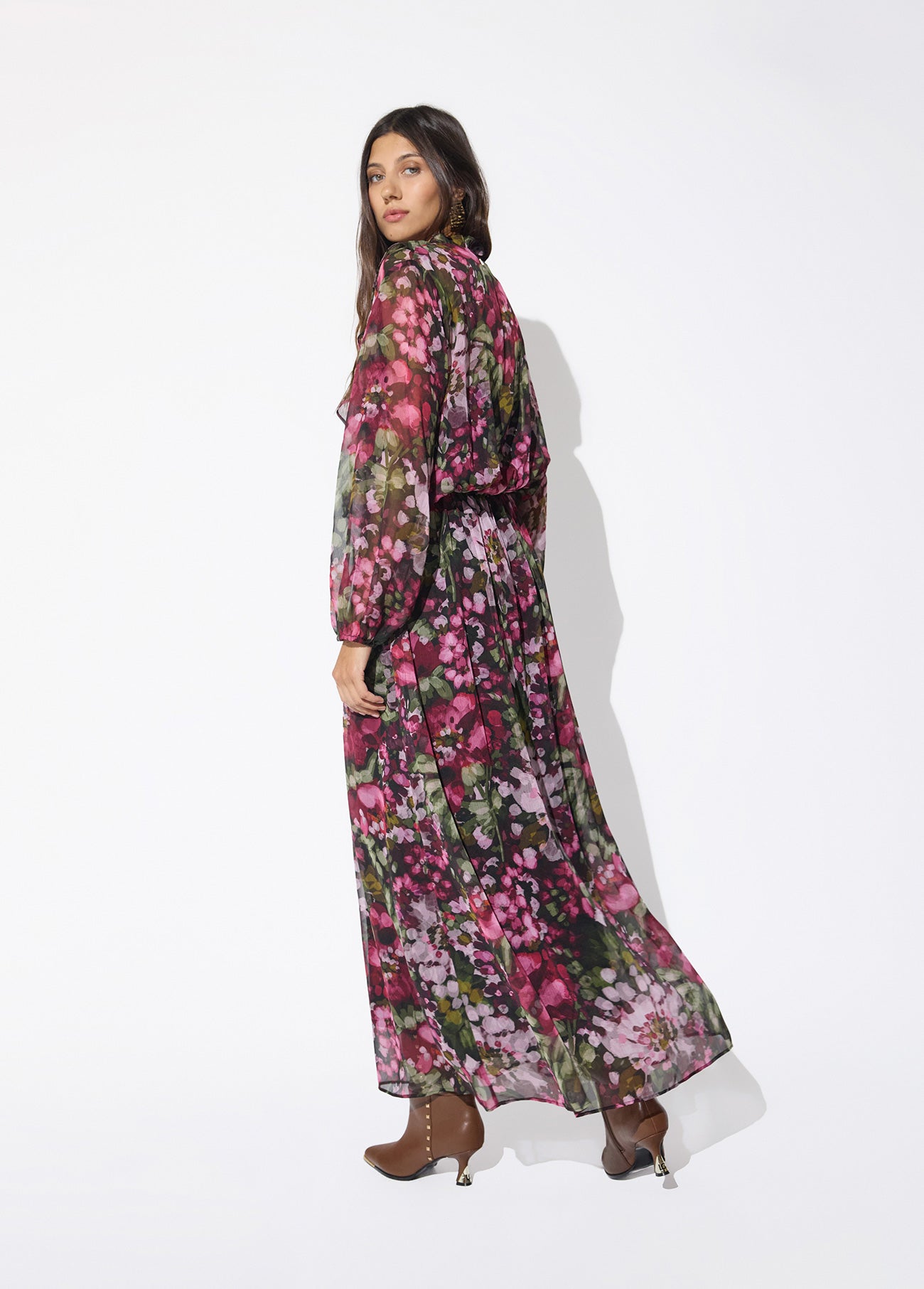 lf2616018-Printed georgette dress-Black-Multicolor