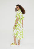 LS2416066-Green-White-Ruffled printed caftan