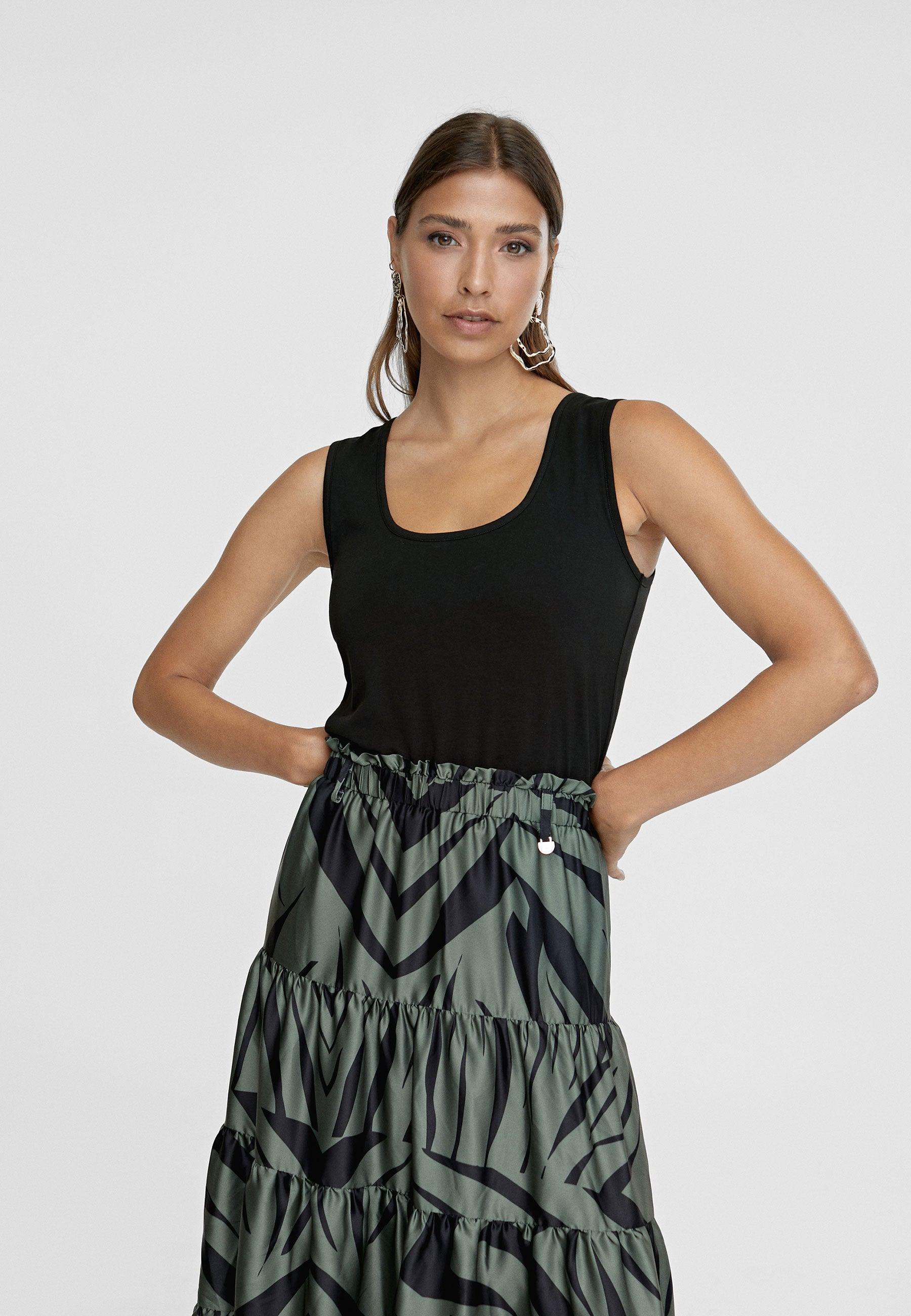 LS2416090-Black-Green-Zebra combined dress