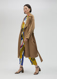 Long sateen trench coat