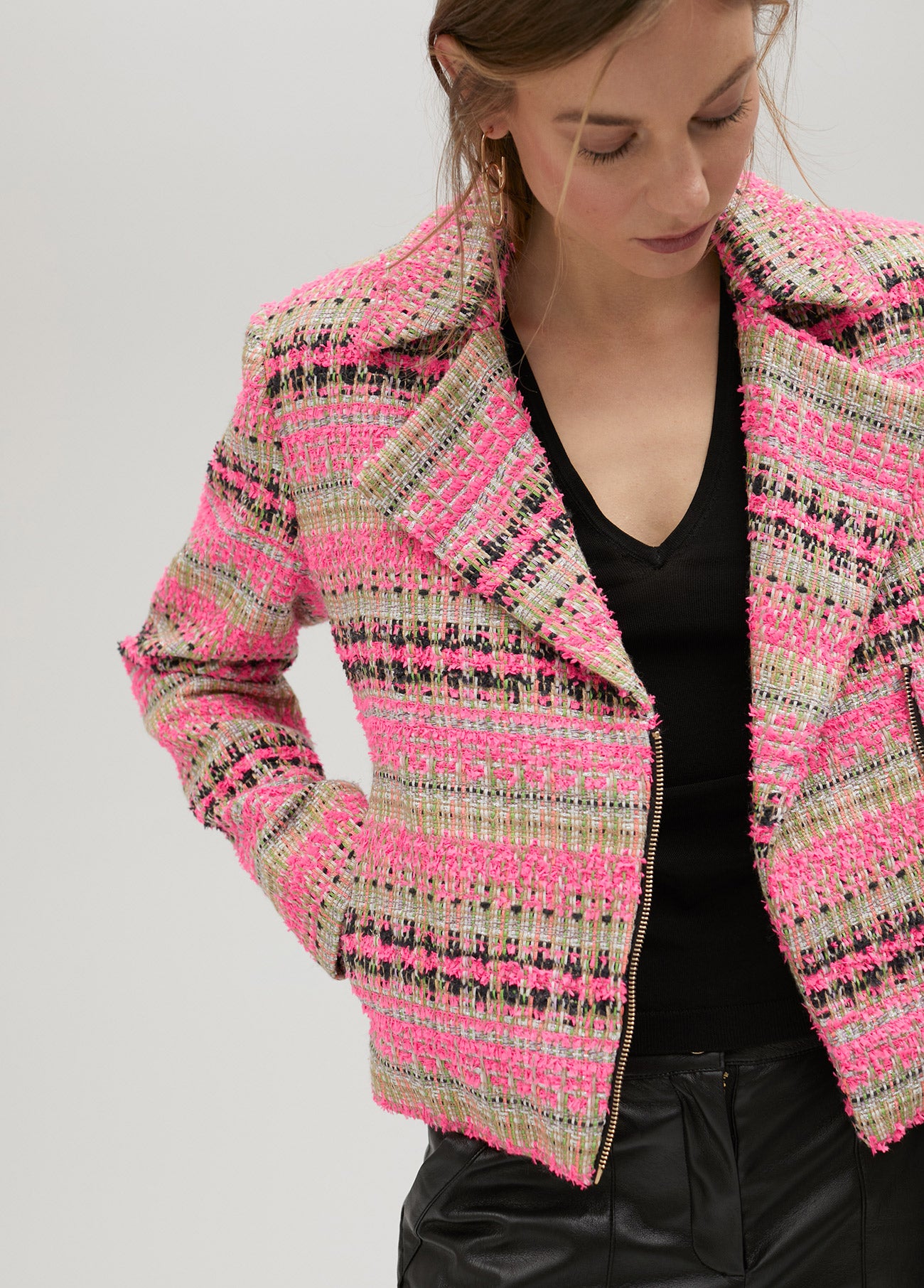 Tweed biker jacket