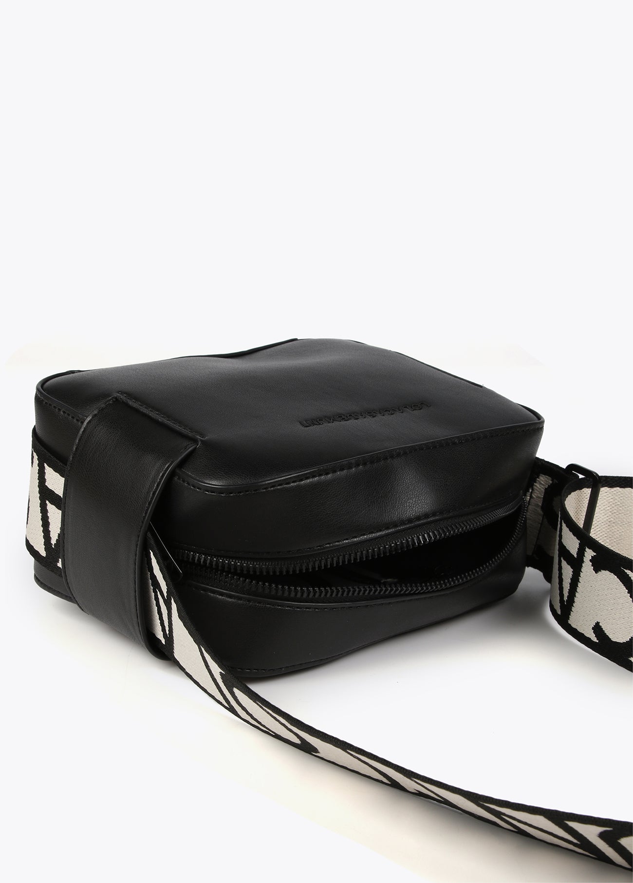 Crossbody camera bag with logo straps