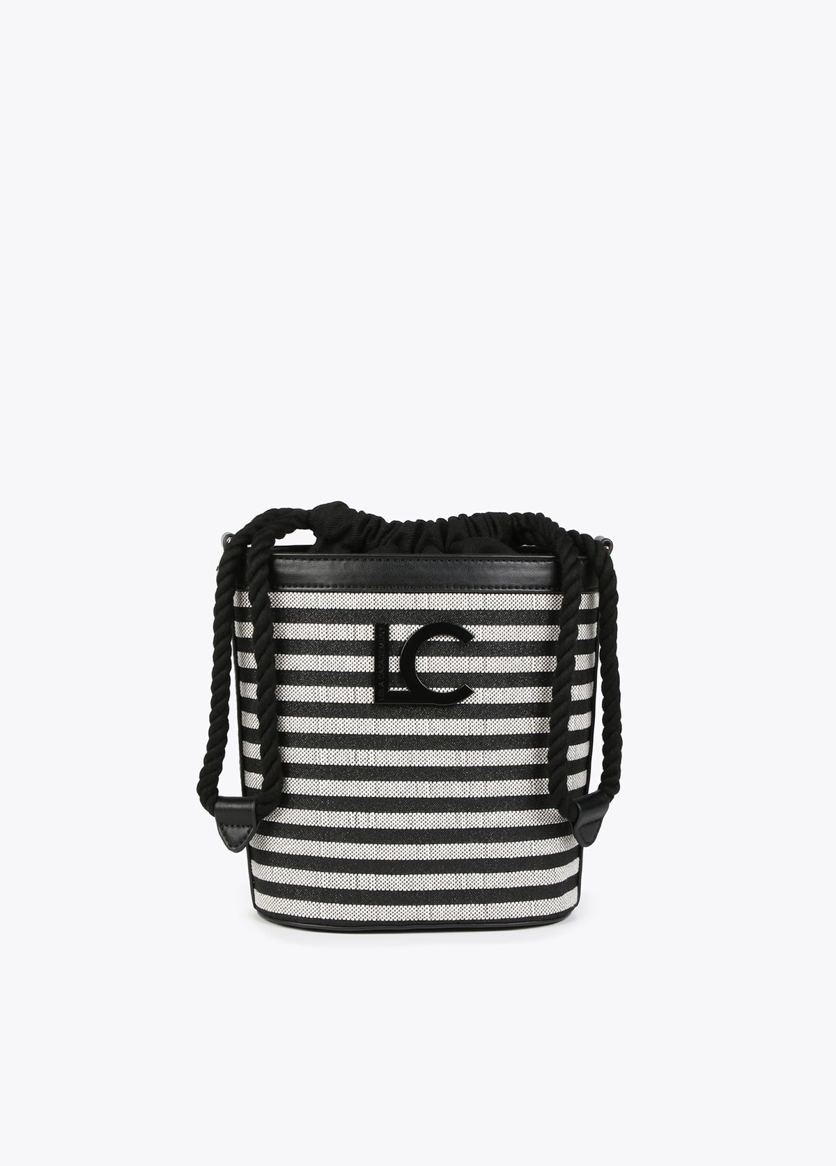 Striped bucket bag