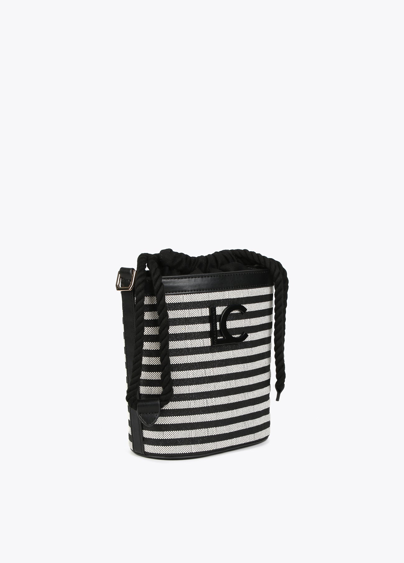 Striped bucket bag