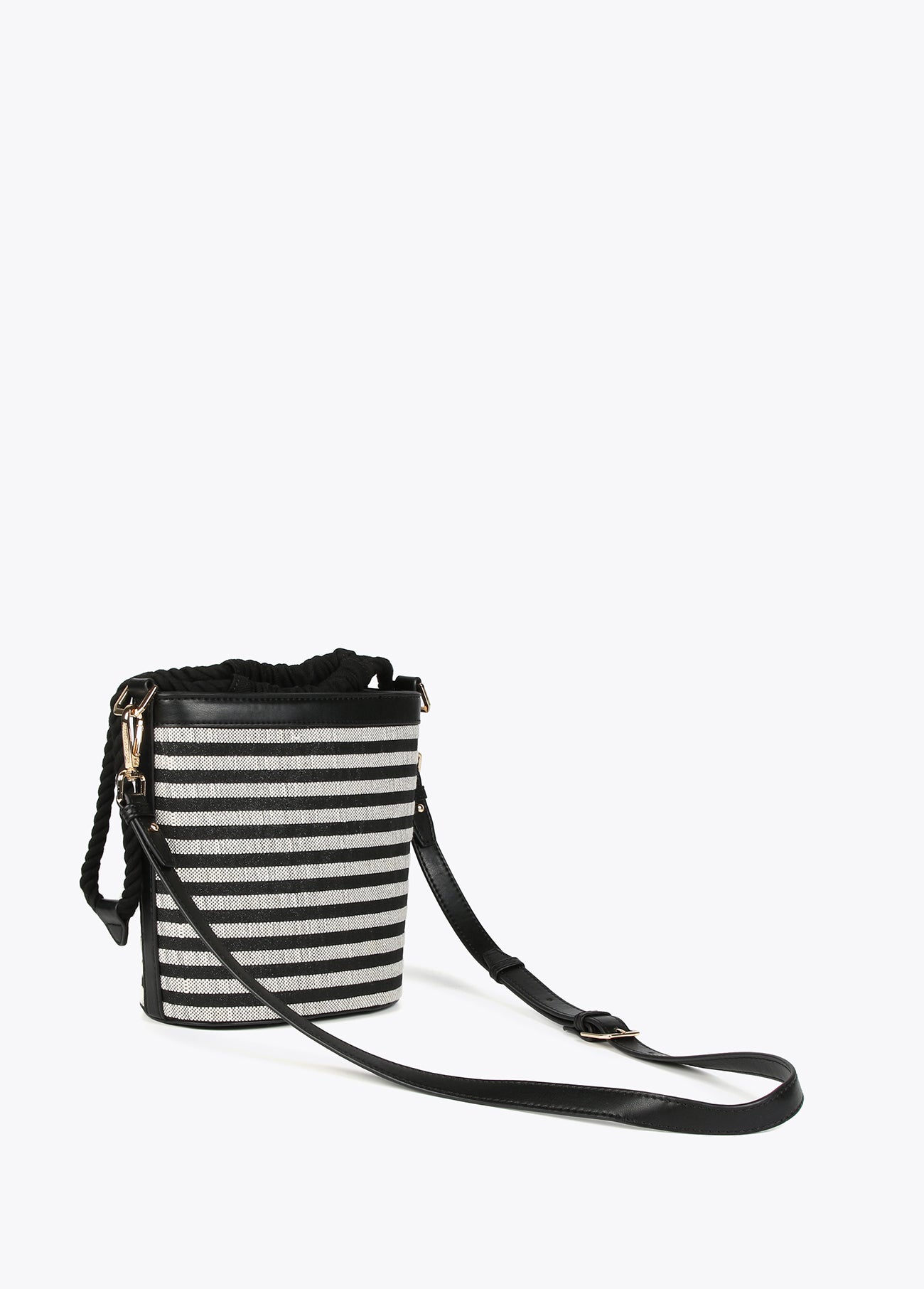 Striped bucket bag