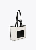 Two-tone faux leather tote bag