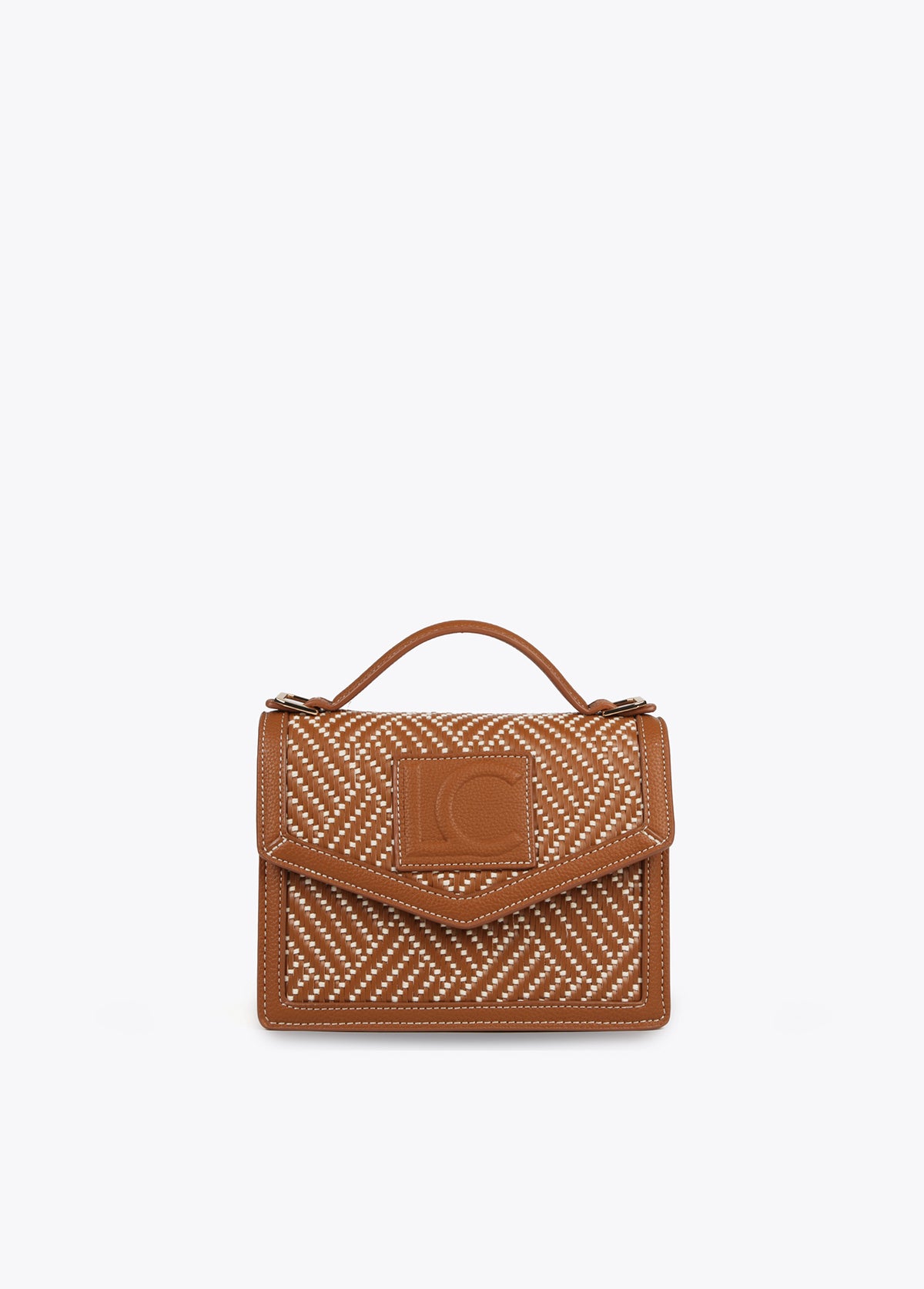 Woven crossbody flap bag