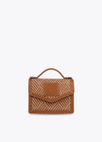 Woven crossbody flap bag