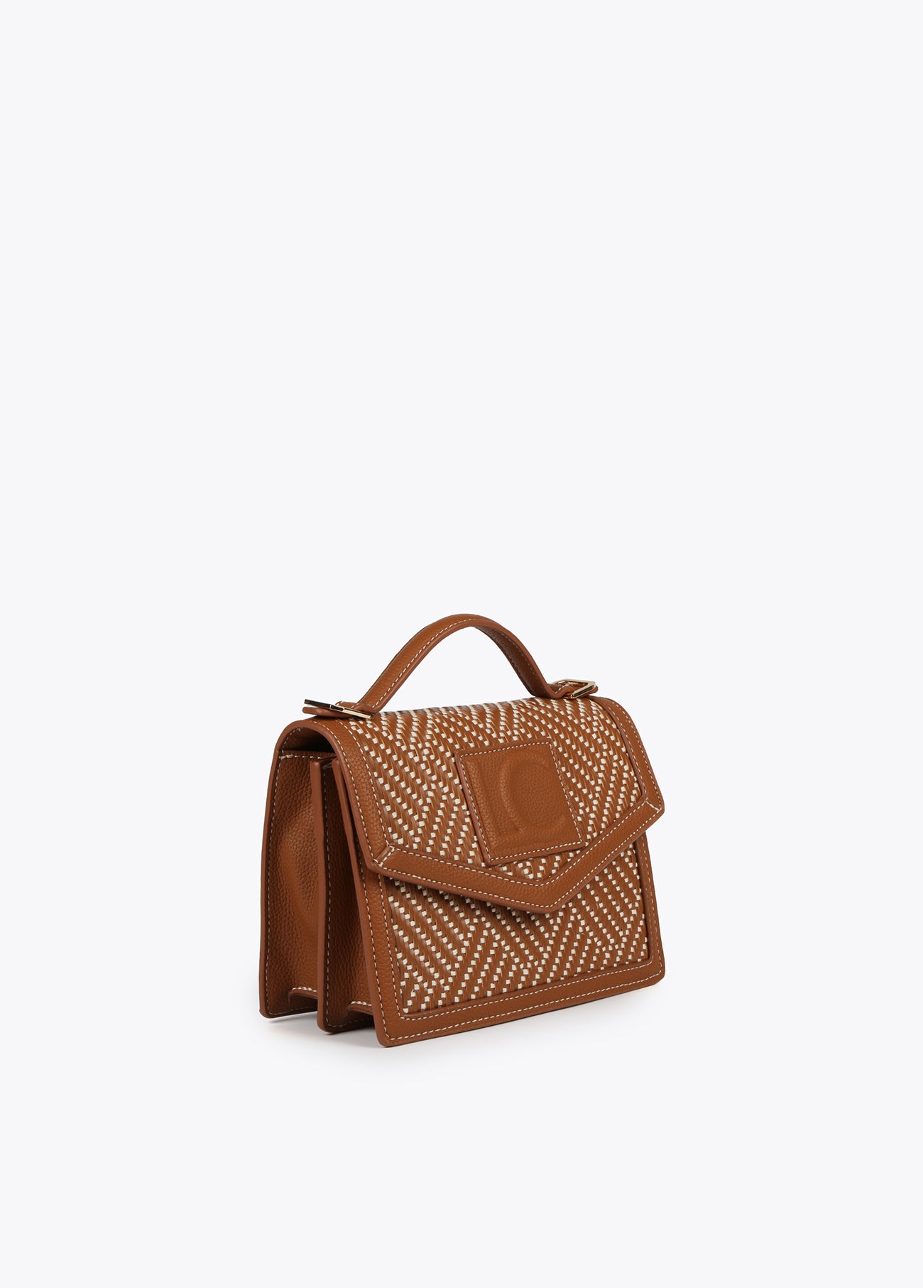 Woven crossbody flap bag