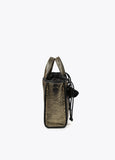 Small metallic raffia-effect tote bag
