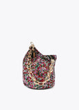 Bucket bag with multicoloured rhinestones